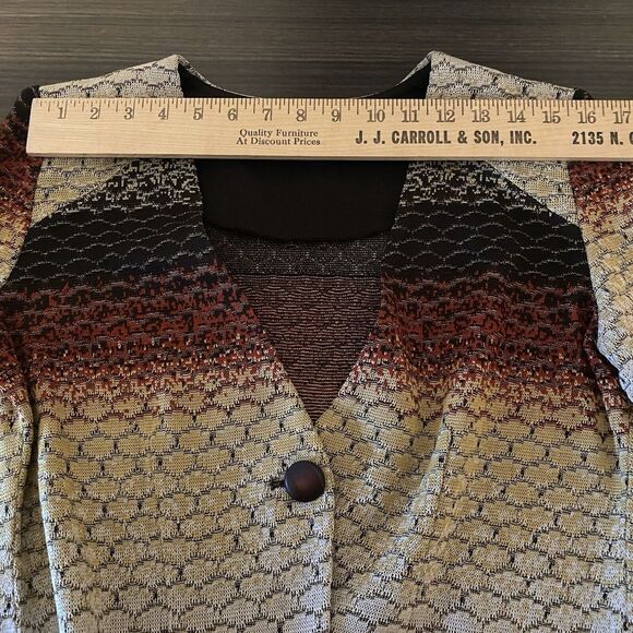 Ming Wang Small Brown Striped Knit Jacket Button Front Office Neutral - Picture 12 of 15